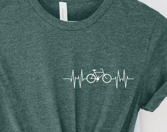 Pocket Heartbeat Bicycle Tee, Cycling T-shirt, Life is a Beautiful Ride Tee, Bicycle Rider Shirt, Minimalist Bicycle Tee, Biking Shirt
