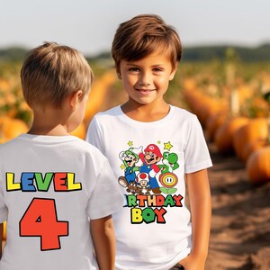 Custom Gamer Kids Shirt, 4th 5th 6th Birthday Mario Shirt, Mario Game Custom Shirt, Mario Fun Shirt, Mario Gaming Shirt, Gaming Party Shirt image 3