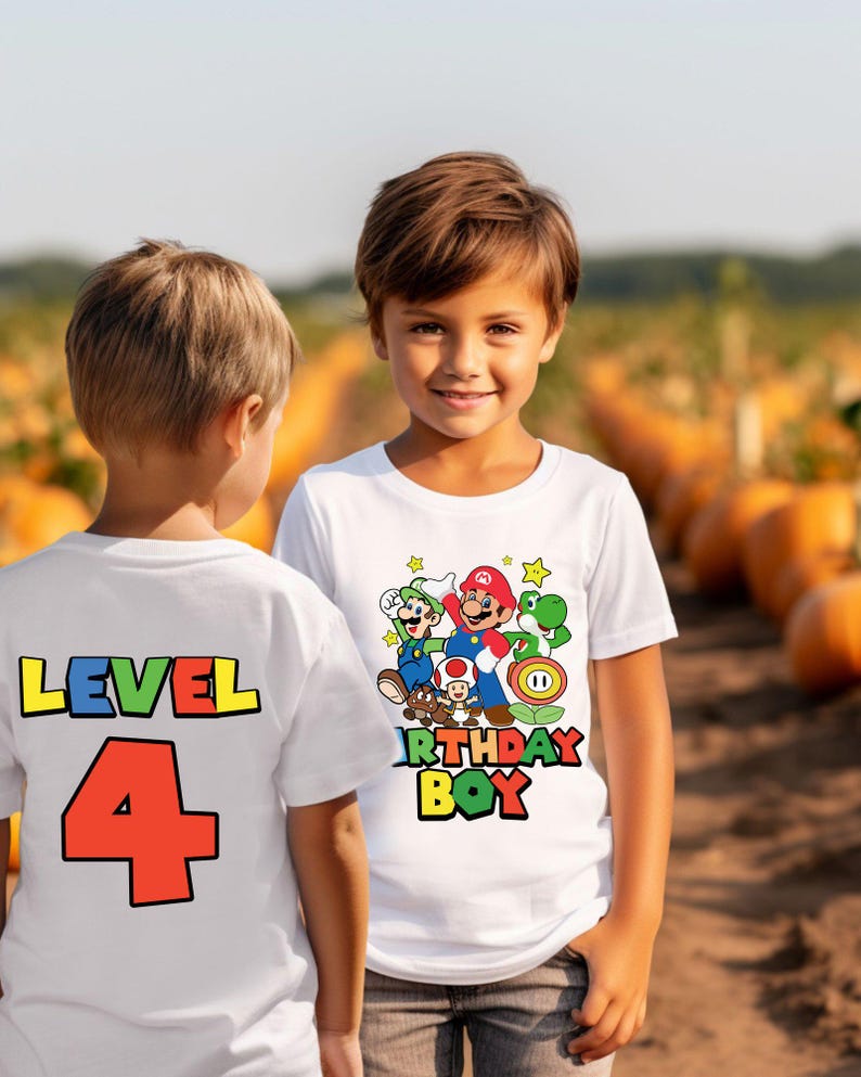 Custom Gamer Kids Shirt, 4th 5th 6th Birthday Mario Shirt, Mario Game Custom Shirt, Mario Fun Shirt, Mario Gaming Shirt, Gaming Party Shirt image 3