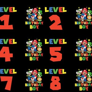 Custom Gamer Kids Shirt, 4th 5th 6th Birthday Mario Shirt, Mario Game Custom Shirt, Mario Fun Shirt, Mario Gaming Shirt, Gaming Party Shirt image 4