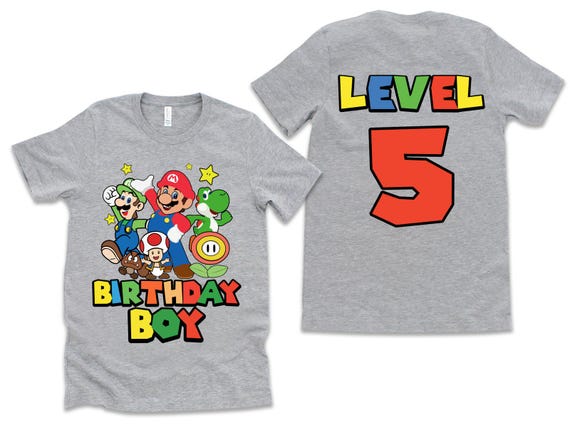 Custom Gamer Kids Shirt, 4th 5th 6th Birthday Mario Shirt, Mario Game Custom Shirt, Mario Fun Shirt, Mario Gaming Shirt, Gaming Party Shirt