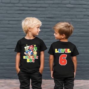 Custom Gamer Kids Shirt, 4th 5th 6th Birthday Mario Shirt, Mario Game Custom Shirt, Mario Fun Shirt, Mario Gaming Shirt, Gaming Party Shirt image 2