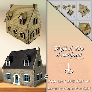 Breton house money box DIY - laser cut digital file SVG DXF