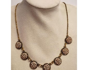 Designer Yochi NY Halskette Messing Farbe Kette mit funkelnden Strass Stationen