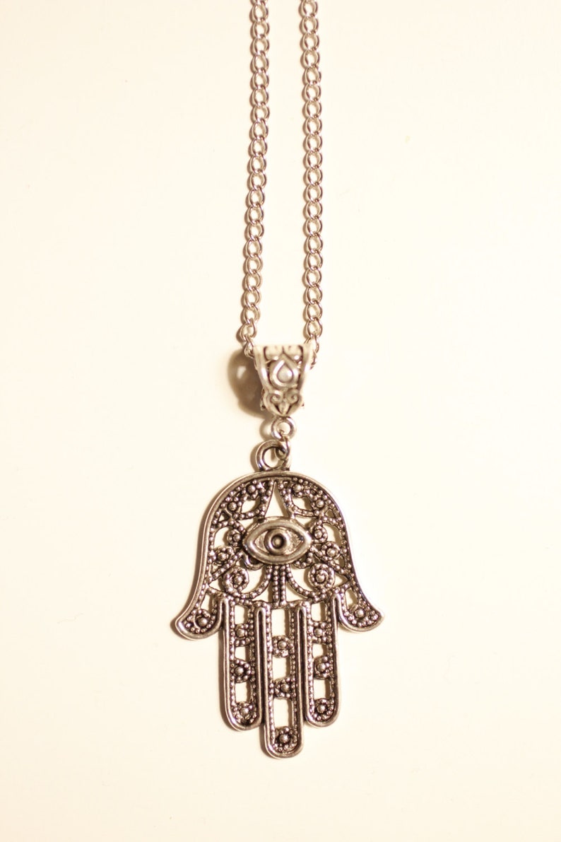 Tibetan Silver Hamsa Necklace Hamsa Hand of Fatima Israel | Etsy