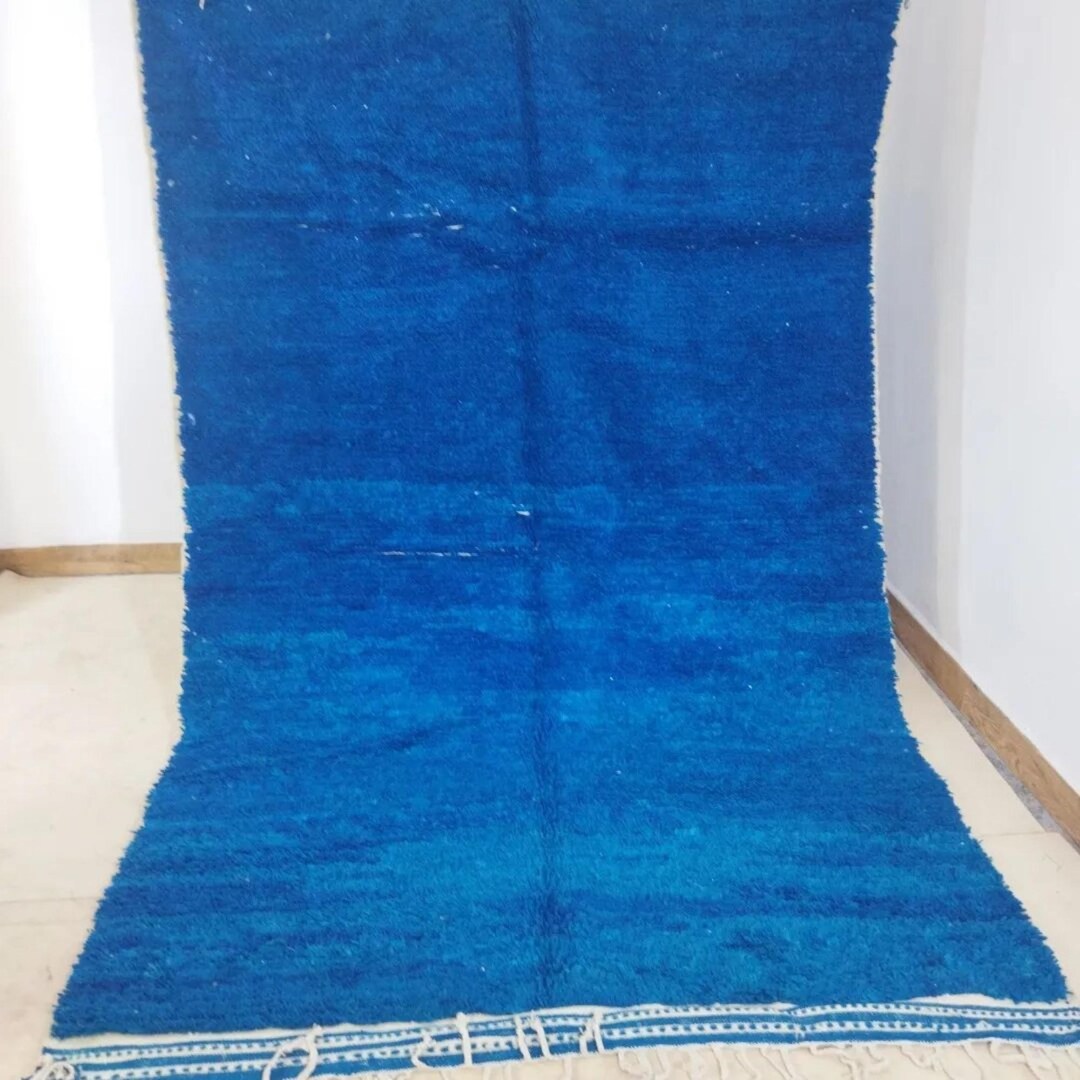 Blue Berber Carpet, Handwoven Moroccan Wool Rug, Modern Boho Area Rug ...