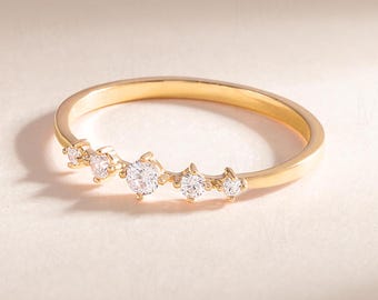 Minimalist Promise Ring for Her, Dainty Gold CZ Stacking Ring, 18K Gold Filled CZ Wedding Ring, Unique Engagement Ring, Gold Bridal Ring