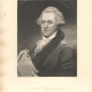 Rare Copper Engraving - Sir W. Herschel by E. Scriven, Antique Vintage Print