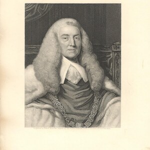 Unique Colored Copper Engraving by W. Holl - Lord Mansfield, Antique Vintage Print