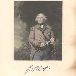 Baron Heathfield Copper Engraving by W. Holl - Antique Vintage Print, Collectible Art