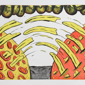 Sorvolo – Rara litografia originale del famoso artista ceco Tereza Kučerová