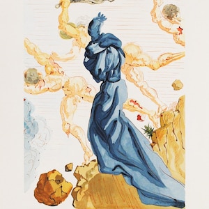 Woodcut Printing - Hell, Canto No. 15: The Edges of Phlegethon by Salvador Dalí, 1960 - Surrealist Art Print