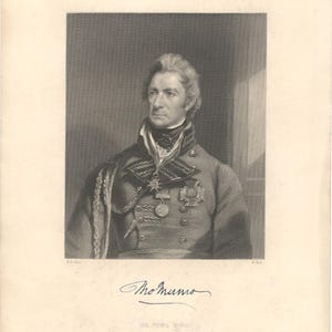 Rare Copper Engraving - Sir Thomas Munro by W. Holl, Antique Vintage Print