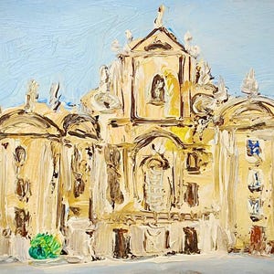 Raro dipinto a olio originale su carta "Vienna" del rinomato artista ceco Jozef Dlabal, anni '40, idea regalo