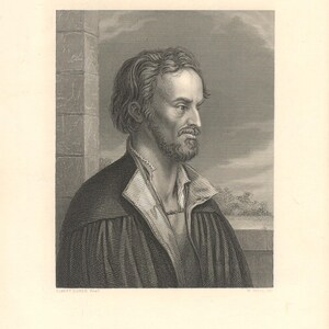 Rare Copper Engraving &quot;Philip Melancthon&quot; by W.Holl, Antique Vintage Print
