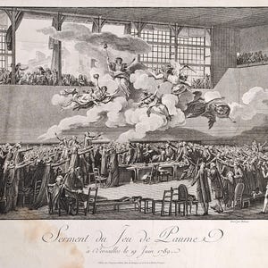 Rare French Antique Engraving - Oath in the ballroom by Isidore-Stanislas Helman