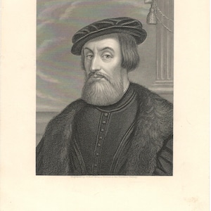 Rare Copper Engraving of Hernán Cortés by W. Holl – Antique Vintage Print