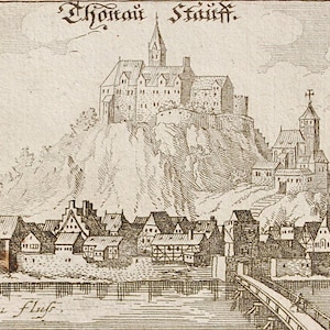 Rare Antique Steel Engraving - City on the Dunaj by Unknown artist