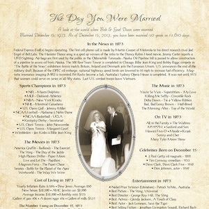 DIGITAL FILE ONLY: The Day You Were Married Vintage Design Personalized Digital File You Print Yourself image 1