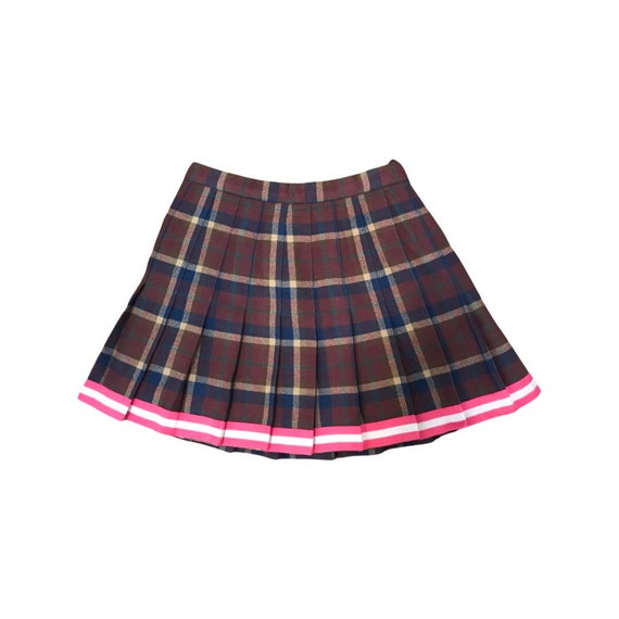 Vintage 70s Plaid Reconstructed Pleated Mini Skir… - image 2