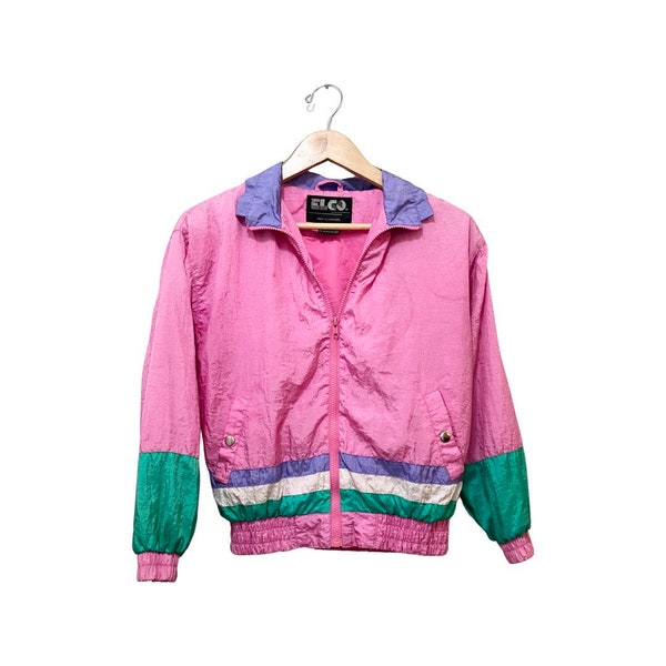 Vintage 90s Nylon Windbreaker Pink Barbie Bomber Jacket S