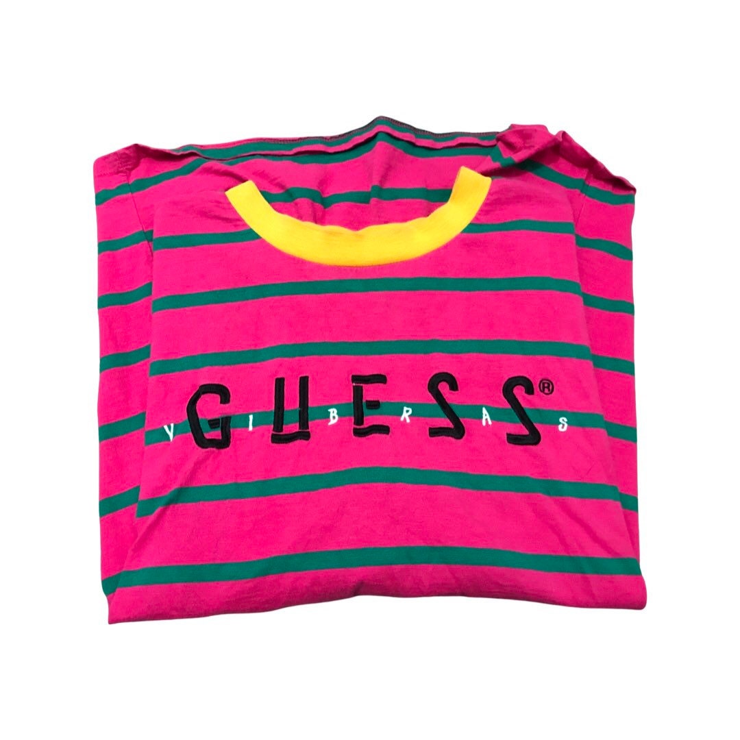 GUESS X J Balvin Vibras Pink Striped Shirt XL Etsy