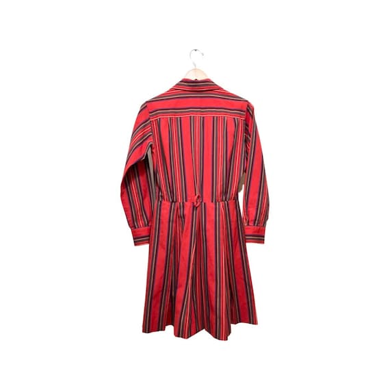Vintage 70s Red Striped Long Sleeve Shirt Dress - image 4