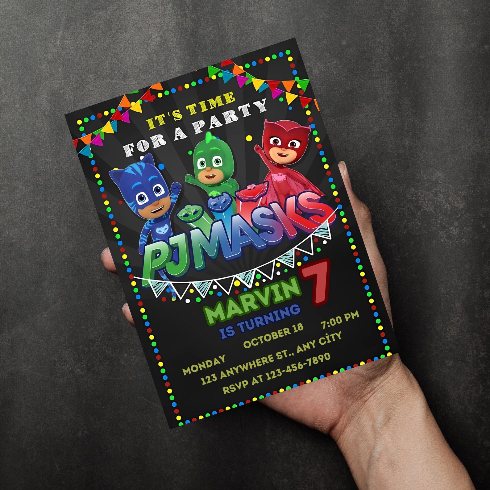 Pj Mask Canva Editable Birthday Invitation, Editable PJ Masks ...