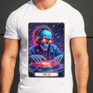 Le DJ - Tarot cart PNG, impression numérique aquarelle squelette