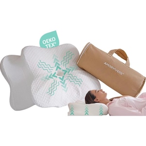 AMORVIVERE® Orthopedic pillow, neck pillow, side sleeper pillow, snore stopper, pillow for neck and back pain