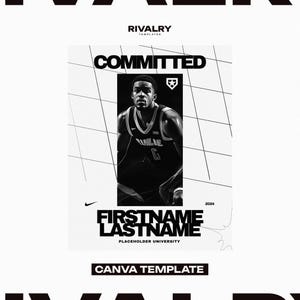 Committed Athlete Canva Template | Editable Committed Graphics for Football, Basketball, Soccer & More | Customizable Designs