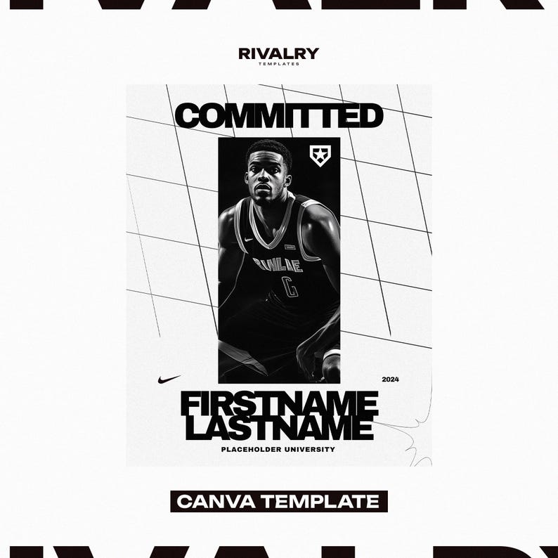 Commited Bold Lettering Committed Athlete Canva Template | Editable Committed Graphics for ...
