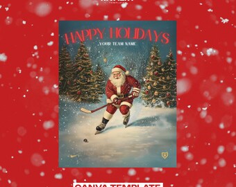 Christmas Hockey Canva Template: Festive Holiday Graphics (Digital Download)
