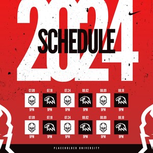 Customizable schedule template, perfect for sports events, team calendars, and event planning graphics