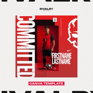 Committed Sports Team Canva Template | Editable Committed Graphics for Football, Basketball, Soccer & More | Customizable Designs