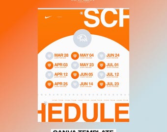 Plantilla de Canva para calendario de equipos deportivos: Gráficos editables (Descarga instantánea)