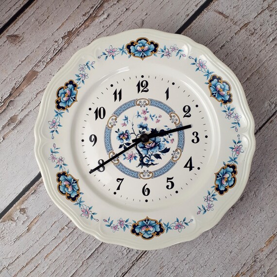 Horloge mural en étain, décor fleuri | eBay
