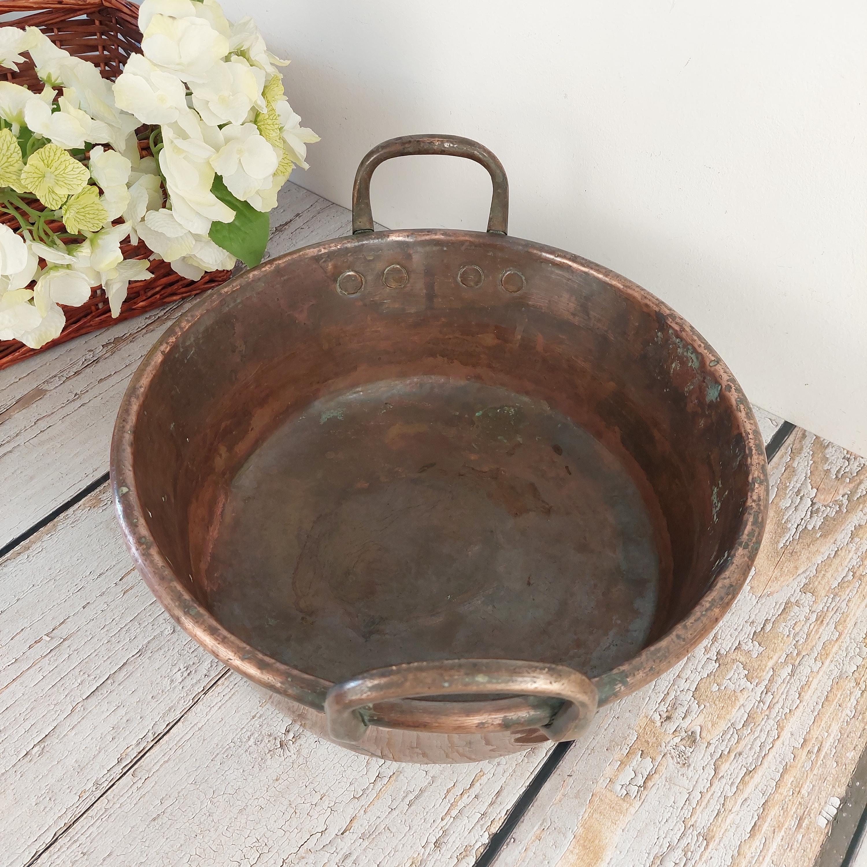 Large Vintage Copper & Brass Jam Cauldron, Kitchen Accessory, Large ...