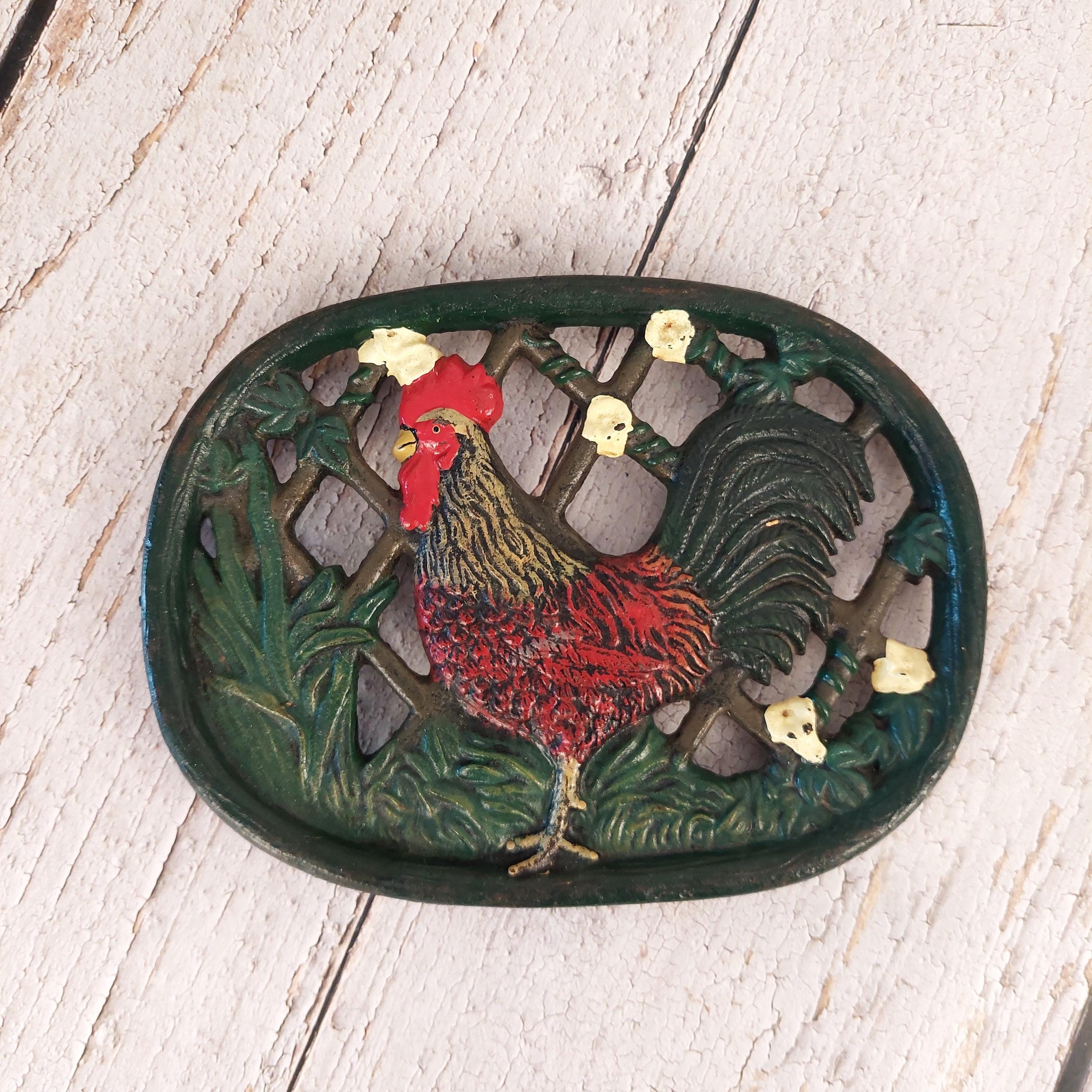 Dessous de plat la poule d'élevage damier rouge - Esprits Vintage