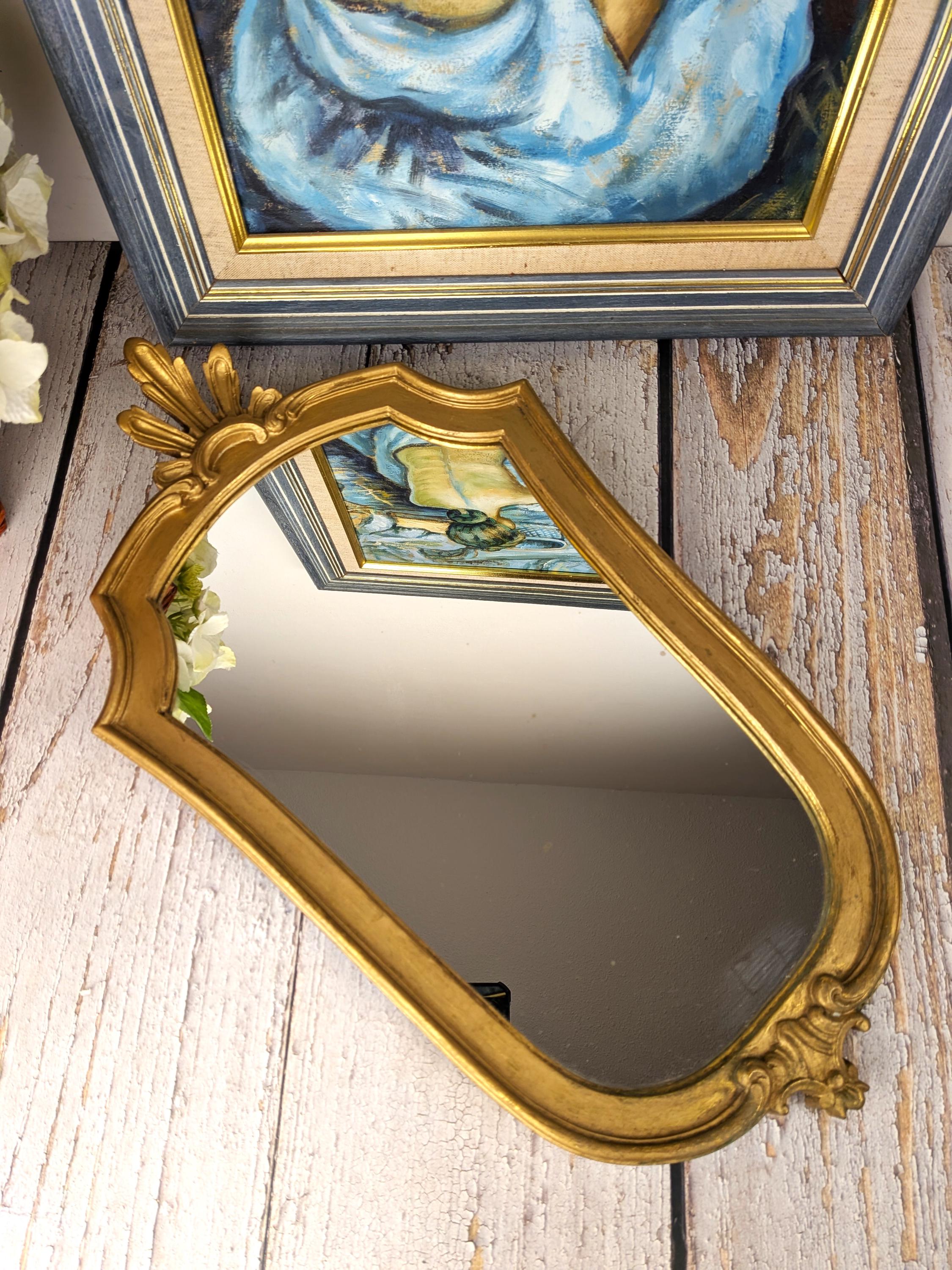 Set Mural 2 Pièces Miroir Et Console Baroque Mauve - Dimensions 44x38 Cm - Neuf