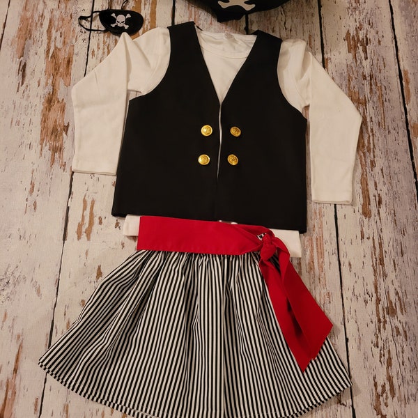 Pirate Skirt-Pirate Night- Girl's Pirate Set, Pirate Cruise, SPECIFIC DATE MESSAGE 1st, Pirate skirt set, Girl's Pirate Halloween Costume