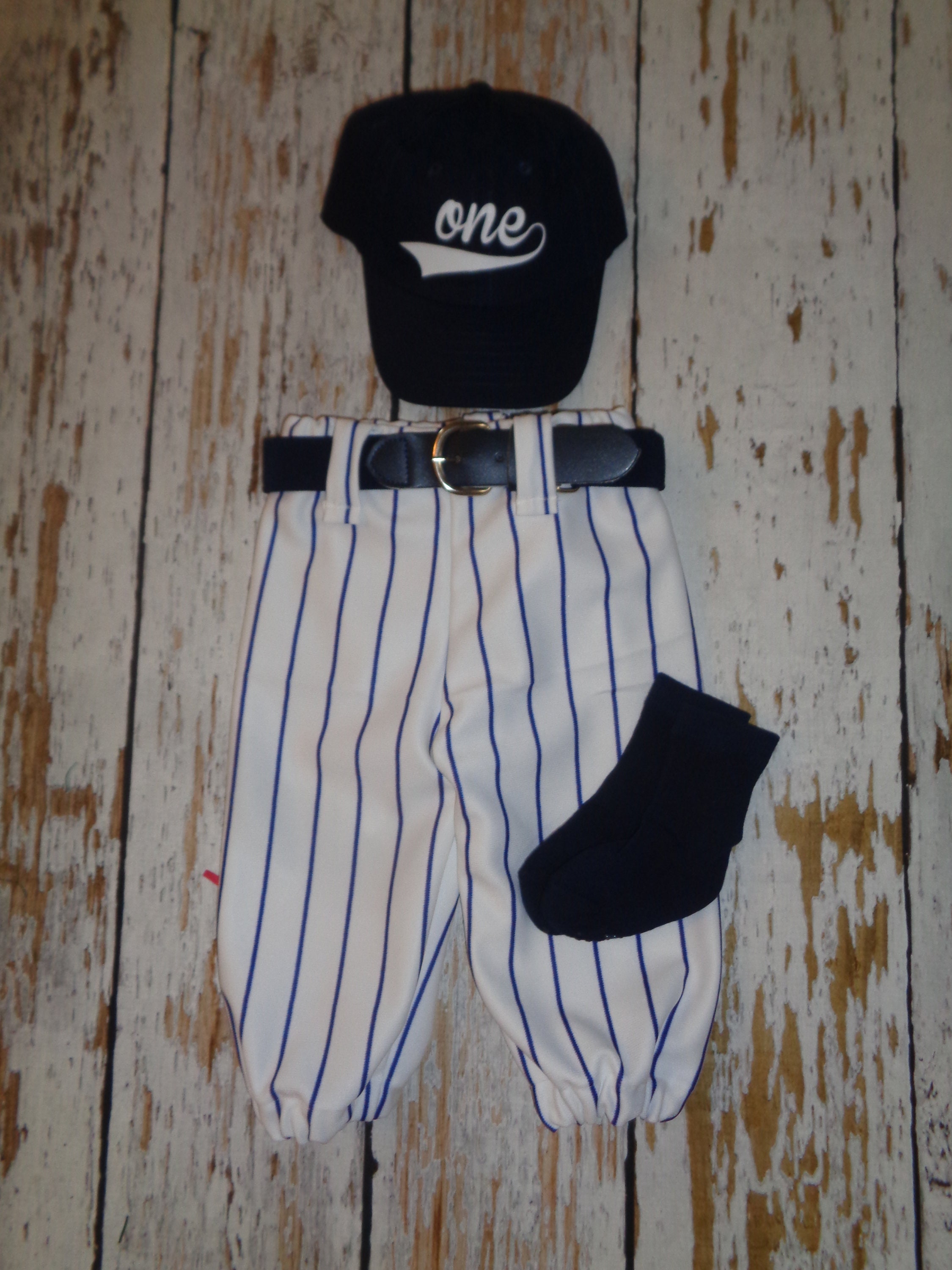 Baseball Cake smash outfit boy, SPECIFIC DATE MESSAGE 1st!- Baseball Pants Socks and Hat, Navy Pinstripes, Baseball uniform, Baseball Pants