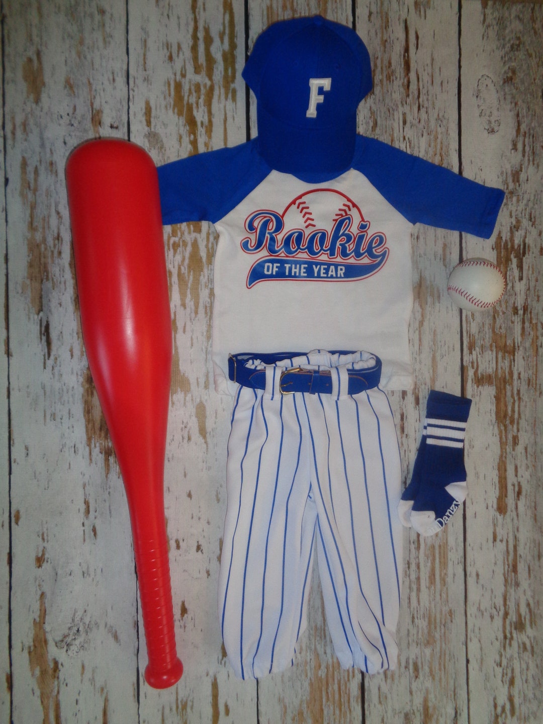 Baseball Cake smash outfit boy,  Birthday outfit, Royal Blue Pinstripes, Baseball uniform, Baseball Pants, Rookie of the Year