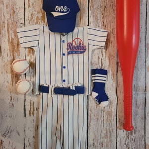 Baseball Cake smash-SPECIFIC DATE MESSAGE B4 Buy-Rookie of the Year Birthday Jersey, Royal Pinstripes, Baseball uniform, Baseball Pants