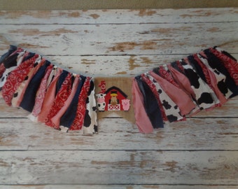 Birthday On The Farm Old McDonald Fabric Birthday banner for Highchair, photo back drop, or Table banner