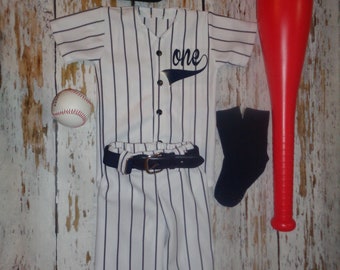 Baseball Cake smash outfit-SPECIFIC DATE MESSAGE 1st ! Maillot de baseball du premier anniversaire, rayures marines, uniforme de baseball, pantalon de baseball,