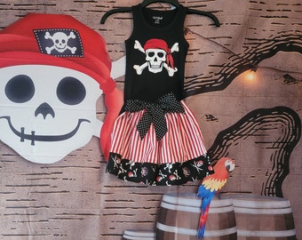 Pirate Skirt-Pirate Night Skirt- Girls Pirate Skirt, Pirate Cruise, Pirate Night, Pirate Skirt, Pirate party skirt, Pirate theme