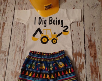 Chemise d’anniversaire de construction, fête d’anniversaire de construction, chemise de construction personnalisée, chemise d’anniversaire garçon, chemise de camion à benne jaune,