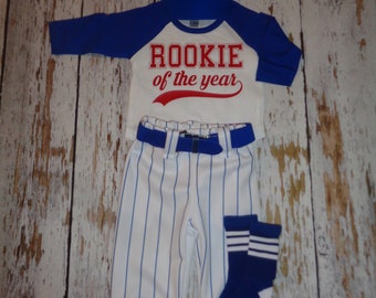 Baseball Cake smash outfit boy, 1er anniversaire, Royal Pinstripe, uniforme de baseball, pantalon de baseball, recrue de l’année, DATE SPÉCIFIQUE MESSAGE 1s