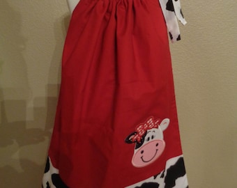 Cow- Farm Pillowcase Boutique Dress,Farm Themed Dress, Farm Party dress, Farm Themed Dress, Farm Party Dress, Cow Dress, Farm Birthday